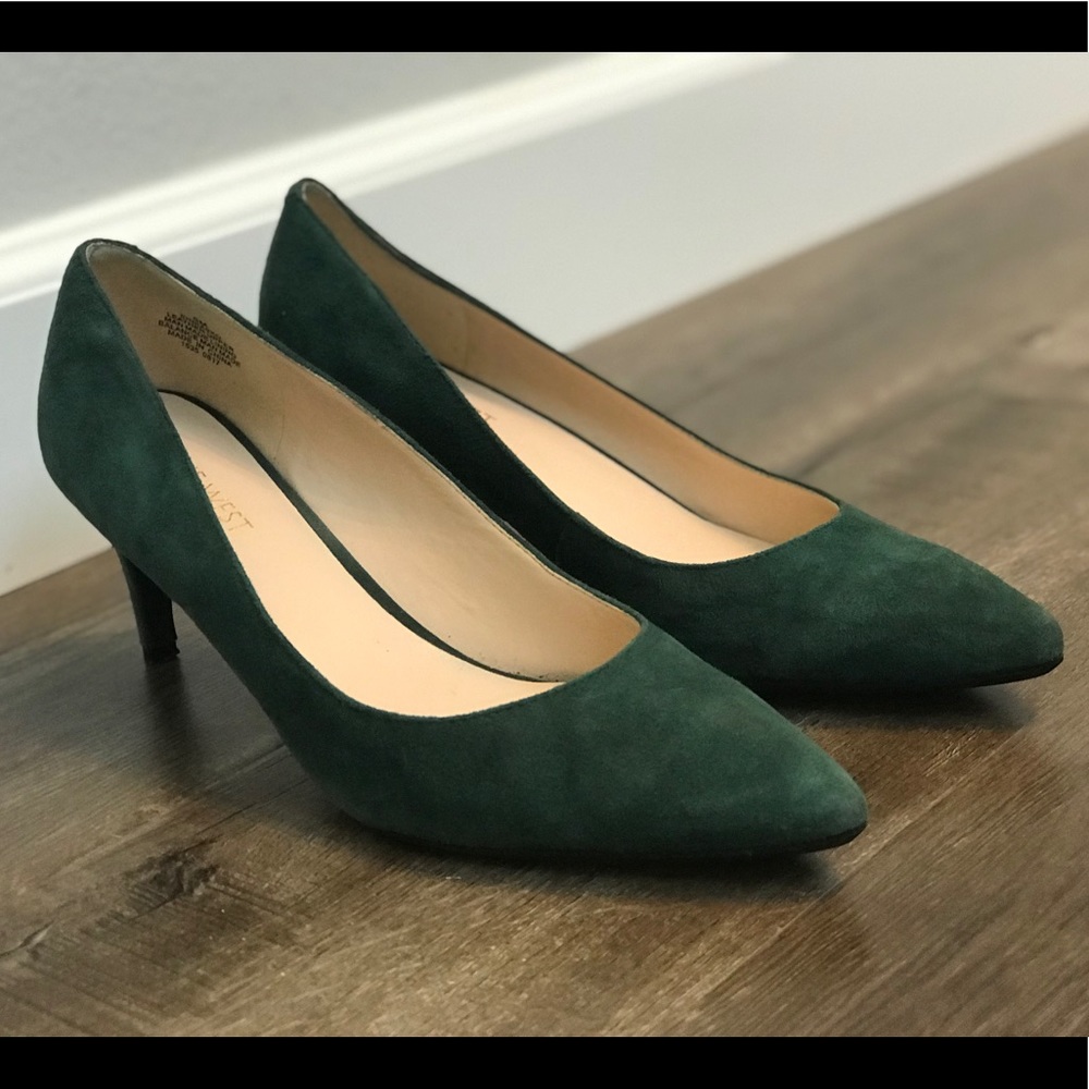 Nine West teal suede 2.5 inch heels